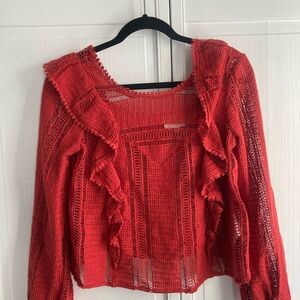 Sezane Line Blouse in Poppy Red - Size 36